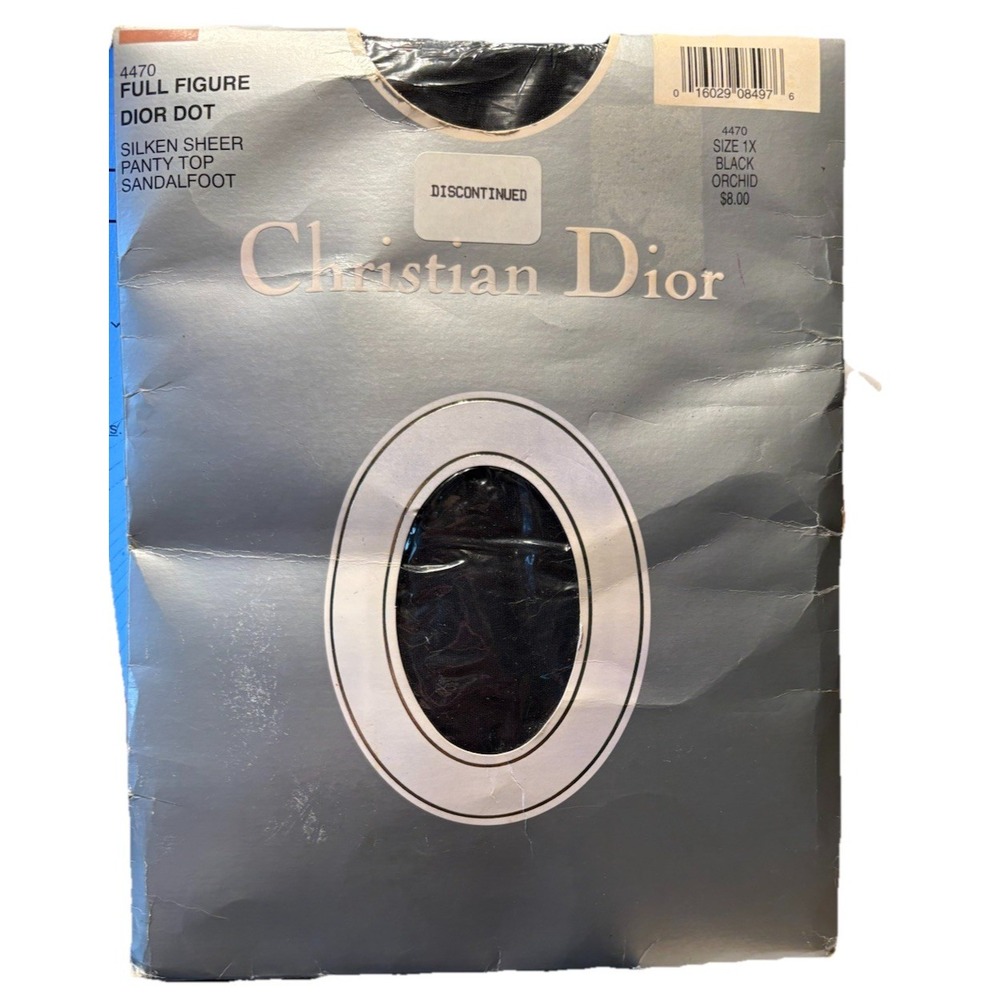 Vintage Christian Dior Pantyhose 1X Black Orchid Sandalfoot Silken Sheer‎ New